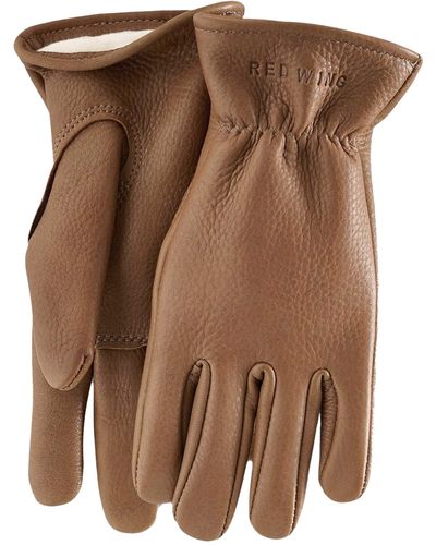 Red Wing Buckskin Leather Lined Gloves - Brown