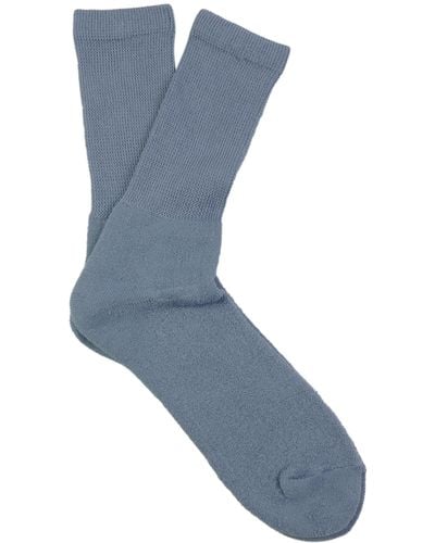 Anonymous Ism Organic Cotton Pile Middle Crew Socks - Blue