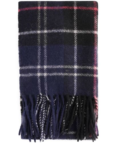 Barbour Tartan Lambs Wool Scarf - Navy And Red - Blue