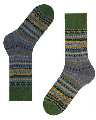 Burlington Burlington Ancient Fair Isle Men Socks - Green