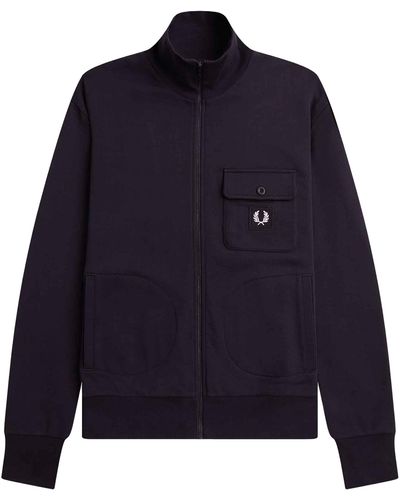 Fred Perry Funnel Neck Track Jacket - Blue