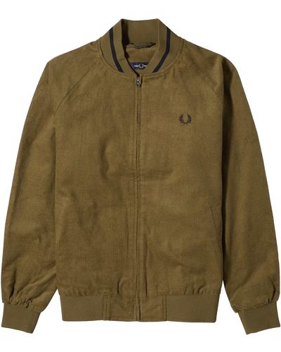 Fred Perry Waffle Cord Tennis Bomber Jacket - Green