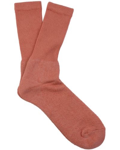 Anonymous Ism Organic Cotton Pile Middle Crew Socks - Red