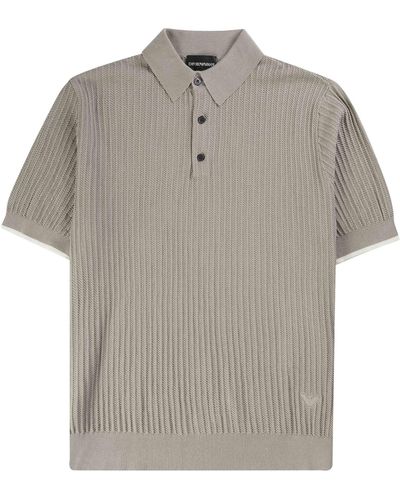 Emporio Armani Knitted Polo Shirt - Grey