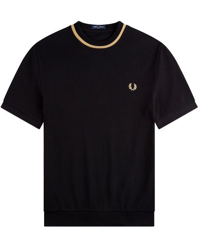 Fred Perry Crew Neck Pique T-shirt Small - Black