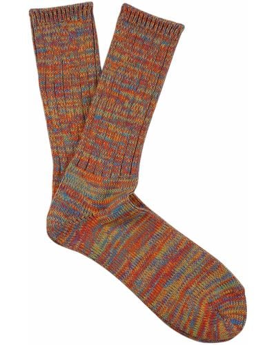 Anonymous Ism 5 Colour Mix Crew Socks - Brown