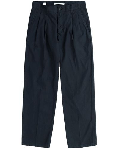Norse Projects Benn Relaxed Typewriter Pleated Trousers - Blue