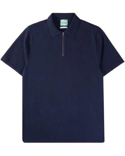 None Of The Above Zip Polo Shirt - Blue