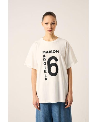 MM6 by Maison Martin Margiela Logo Print T-shirt-white - Natural