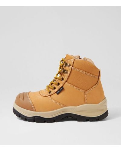 Skechers Comp Toe Work Boot Sk Leather Mesh Boots - Natural