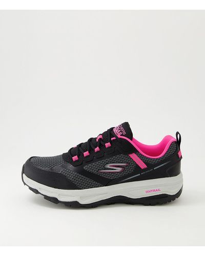 Skechers 128200 Go Run Trail A Sk Black Pink Leather Black Pink Trainers - Multicolour