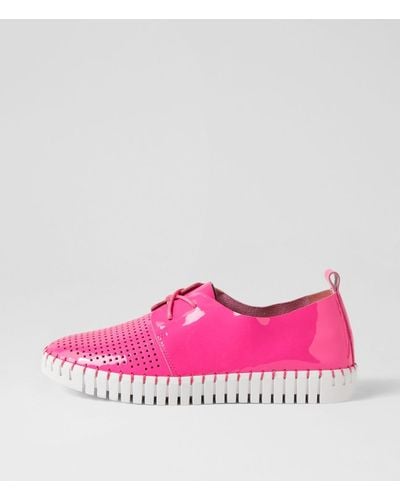 DJANGO & JULIETTE Huston Hot Pink White Sole Patent Leather Hot Pink White Sole Trainers