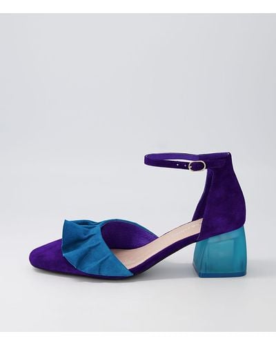 DJANGO & JULIETTE Makiko Dj Purple Turquoise Suede Suede Purple Turquoise Shoes - Blue