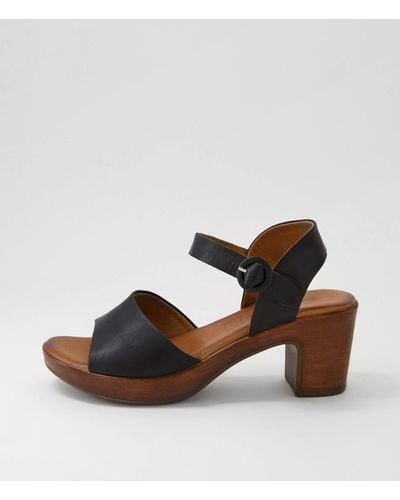 Diana Ferrari Blaide Df Black Natural Heel Leather Black Natural Heel Sandals - Brown