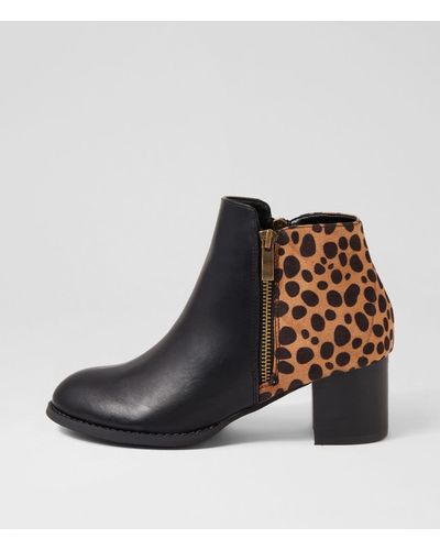 I LOVE BILLY Justean Il Black Tan Cheetah Smooth Microsuede Black Tan Cheetah Boots