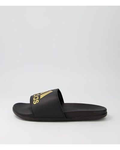 adidas Adilette Comfort Black Gold Black Smooth Black Gold Black Sandals