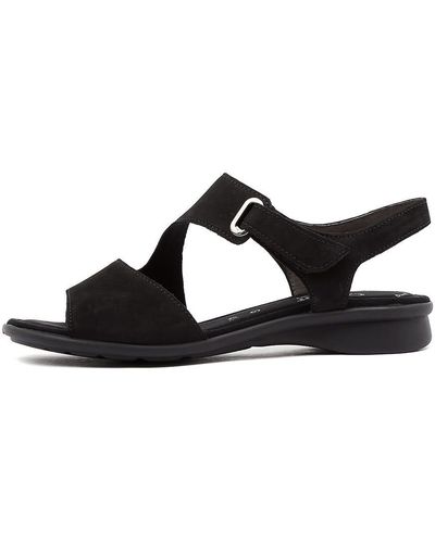 Gabor Suraya Nubuck Leather Sandals - Black