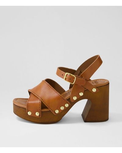 MOLLINI Fileya Mo Leather Sandals - Brown