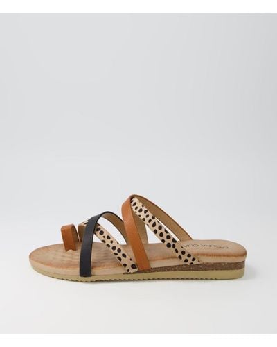 LAGUNA QUAYS Kalua Lq Tan Black Smooth Tan Black Sandals - Brown