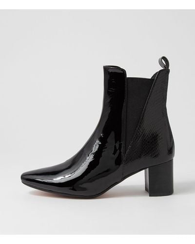 Diana Ferrari Larlot Df Black Black Lizard Patent Leather Black Black Lizard Boots - Multicolour