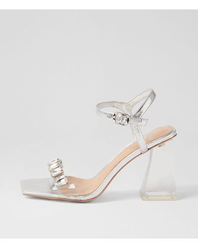 MOLLINI Meg Mo Clear Silver Vinylite Leather Clear Silver Sandals - White
