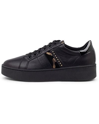 Geox D Skyely E Ge Leather Trainers - Black