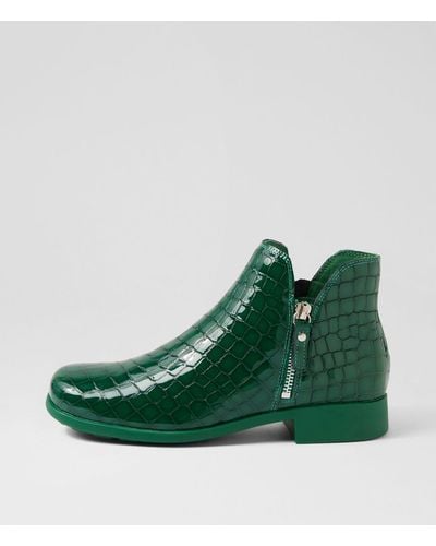DJANGO & JULIETTE Issia Dj Croc Leather Boots - Green