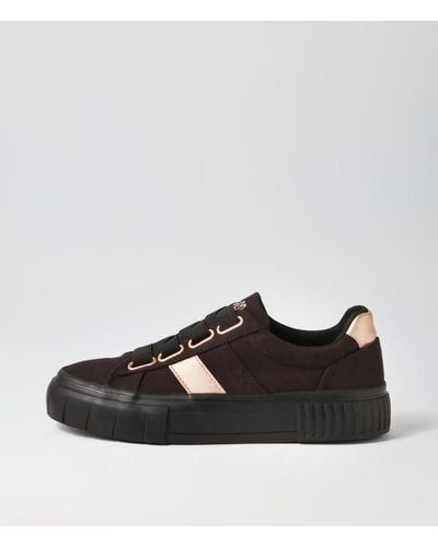 I LOVE BILLY Tristy Il Black Rose Gold Recycled Canvas Black Rose Gold Trainers - Brown