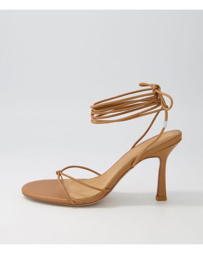 Sol Sana Honey Heel Ss Leather Sandals - Natural