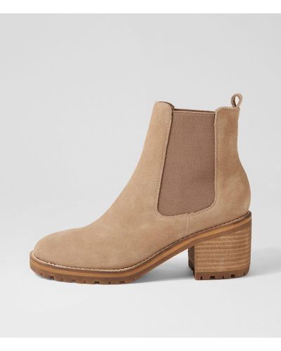 MOLLINI Biscoti Taupe Natural Heel Suede Taupe Natural Heel Boots