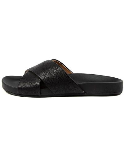 Rollie Tide Cross Slide Rl Leather Sandals - Black