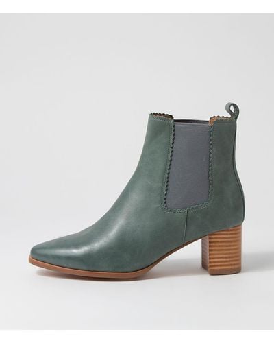Diana Ferrari Larry Df Denim Natural Heel Leather Denim Natural Heel Boots - Green