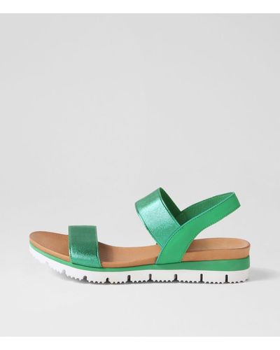 DJANGO & JULIETTE Leeka Dj Elastic Leather Sandals - Green
