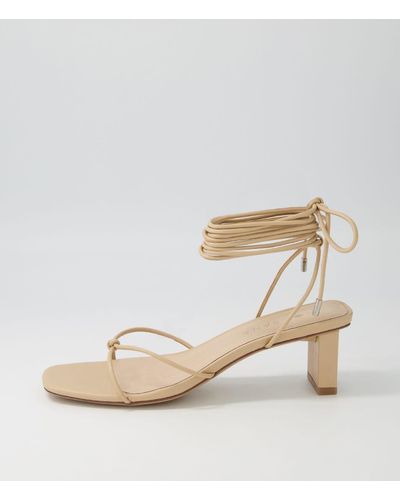 Sol Sana Honey Mid Heel Ss Leather Sandals - Natural