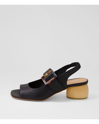 Diana Ferrari Fabela Df Black Natural Heel Leather Black Natural Heel Sandals