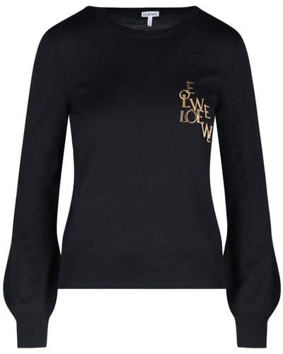 Loewe Logo Detail Crewneck Sweater - Black
