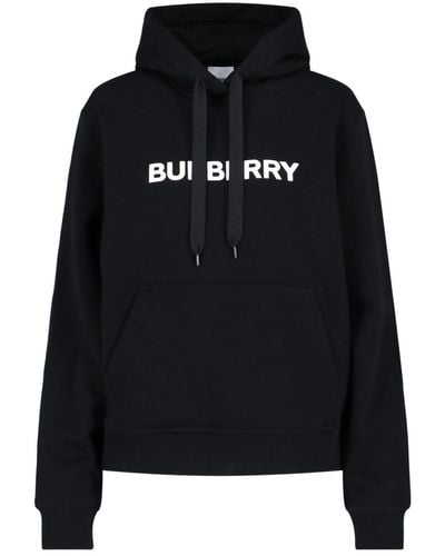 Burberry Logo Print Hoodie - Black