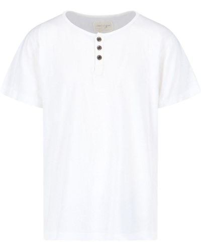 Greg Lauren T-Shirt "Henley" - Bianco