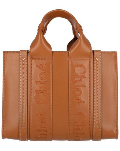 Chloé 'woody' Small Tote Bag - Brown