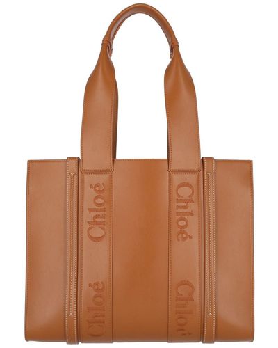 Chloé 'woody' Medium Tote Bag - Brown