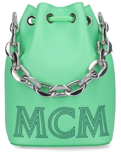 MCM Logo Bucket Bag - Green