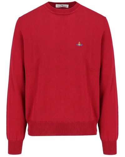 Vivienne Westwood 'alex Round Neck' Logo Sweater - Red