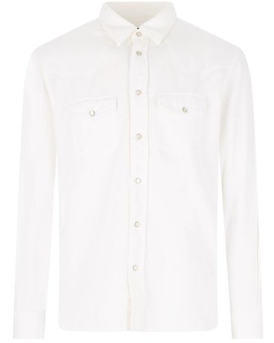 Tom Ford Camicia In Denim - Bianco