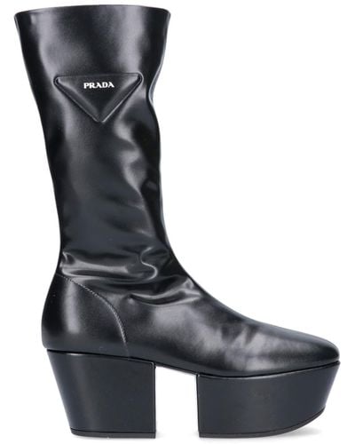 Prada Platform Boots - Black