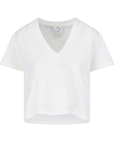 Courreges V-neck Short T-shirt - White