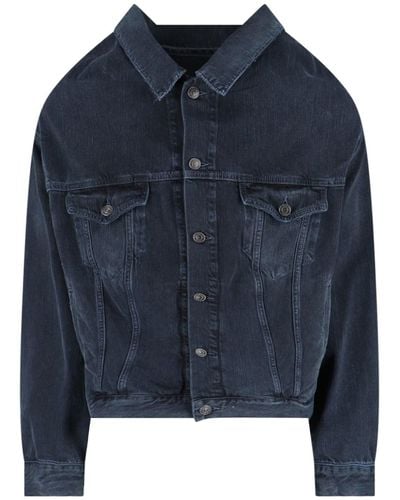 Balenciaga 'off-shoulder' Denim Jacket - Blue