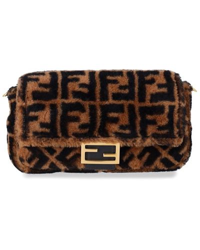 Fendi Sheepskin 'baguette' Bag - Brown