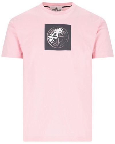 Stone Island T-Shirt Logo - Rosa