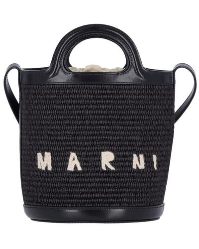 Marni Small Bucket Bag "tropicalia" - Black