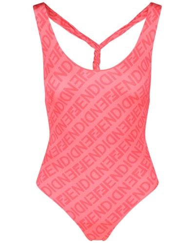 Fendi One Logo Swimsuit - Pink